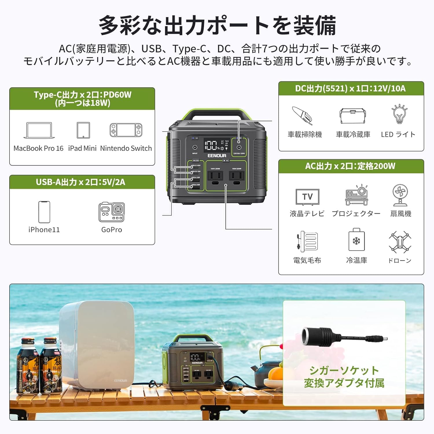 EENOUR_ポータブル電源 P200_商品説明画像_03